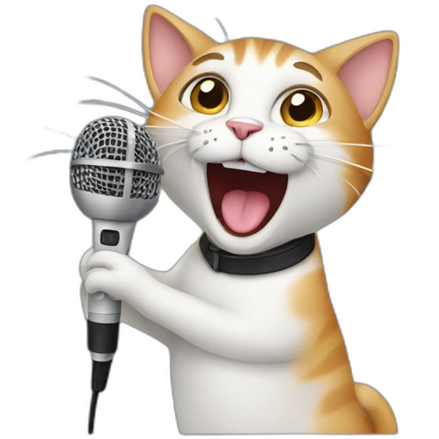 cat singing into mic emoji