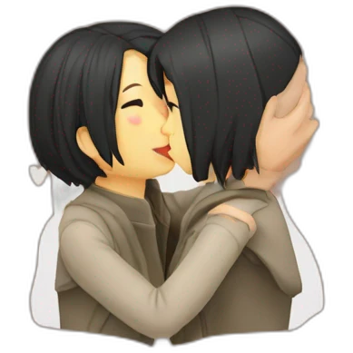 Lesbian couple kiss asian emoji