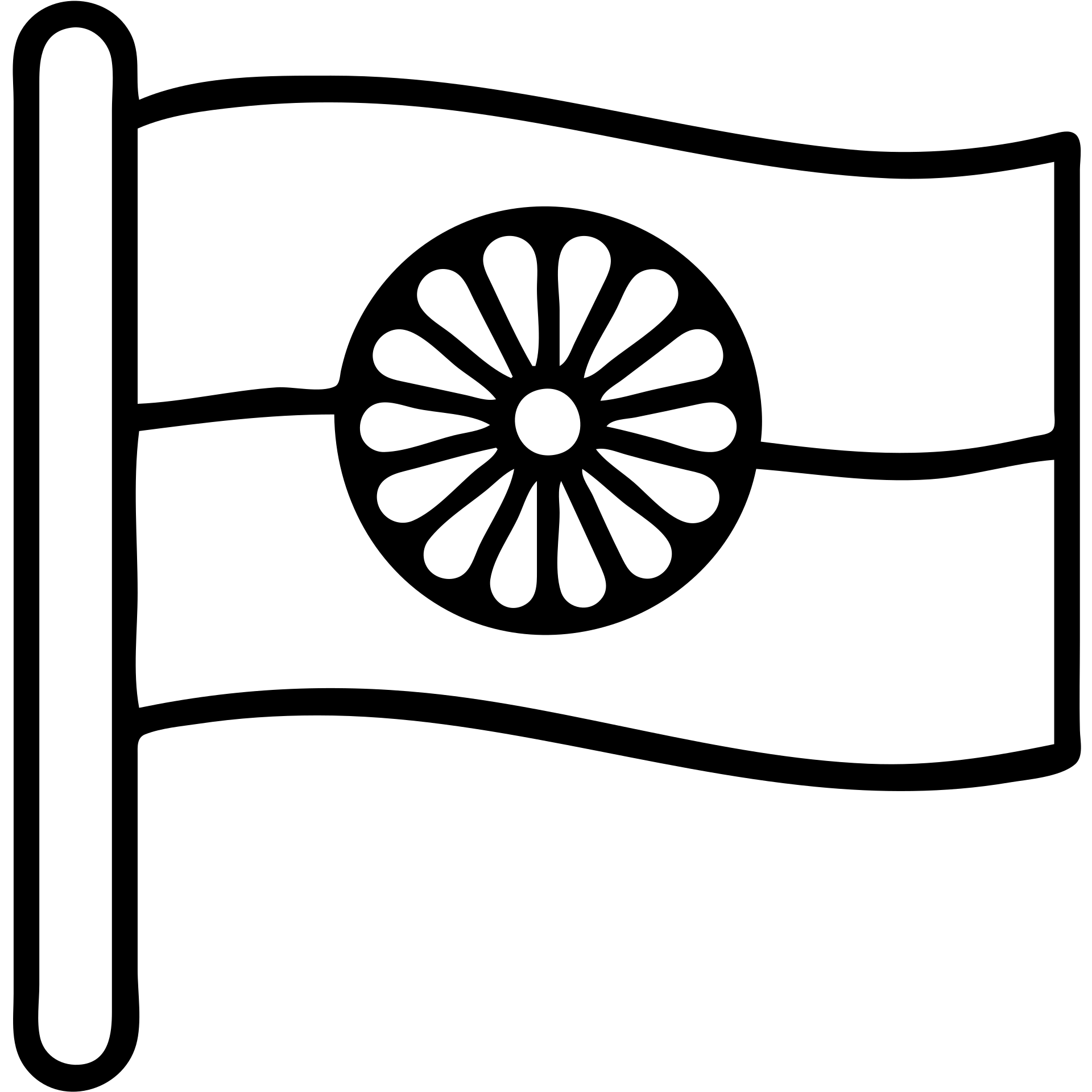 outlined Romani flag icon with lines and a wheel symbol emoji