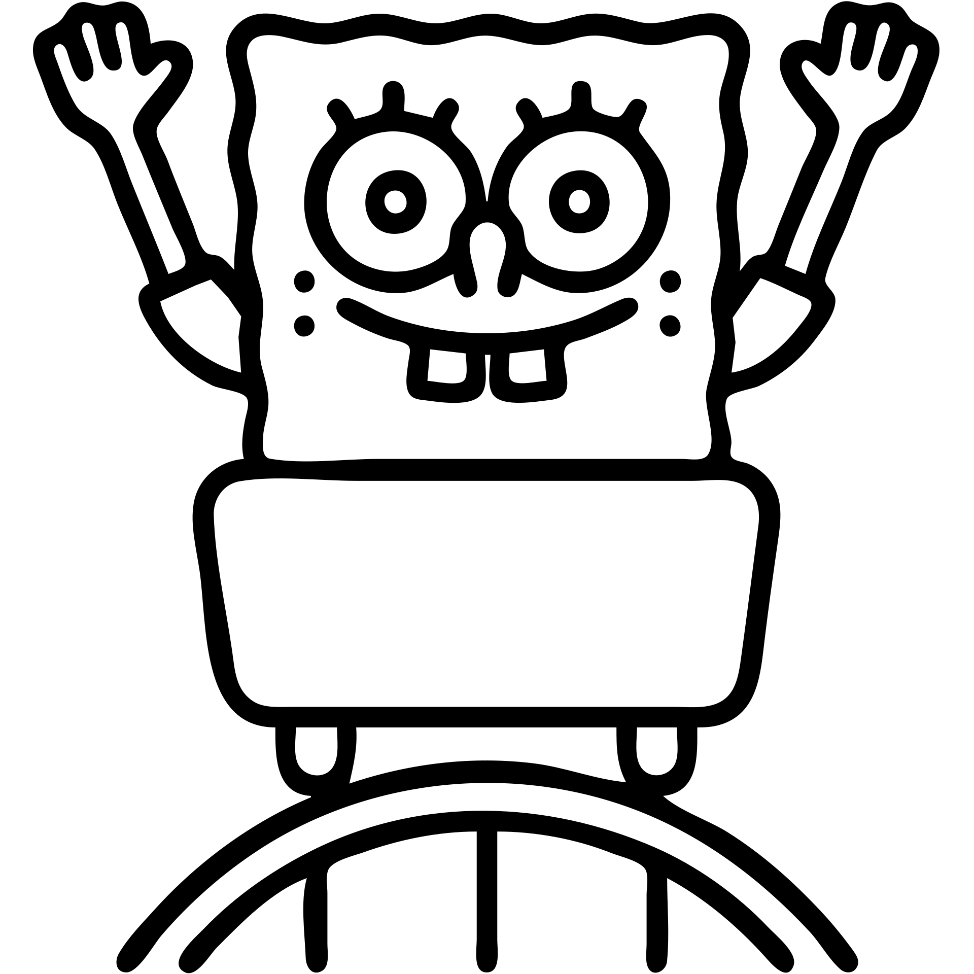 Bob l'éponge dans un montagnes russes, icône minimaliste, contours noirs emoji