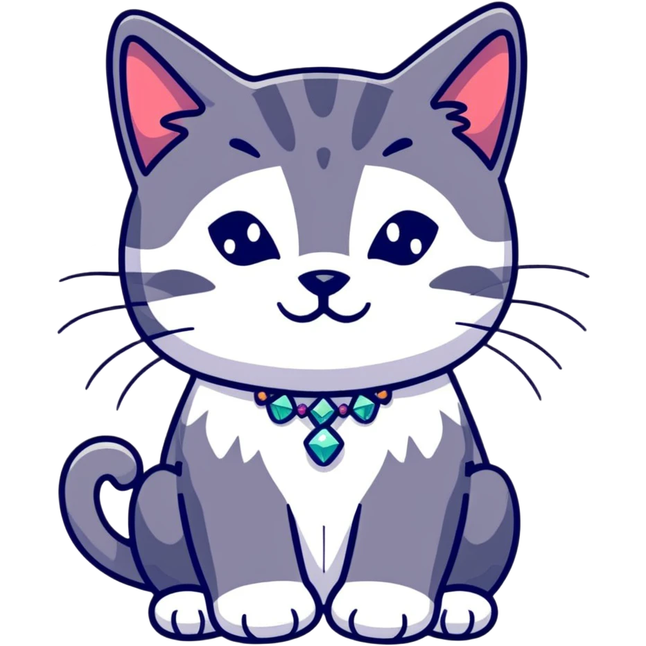 cartoon sticker of a cat with gemstone fur emoji