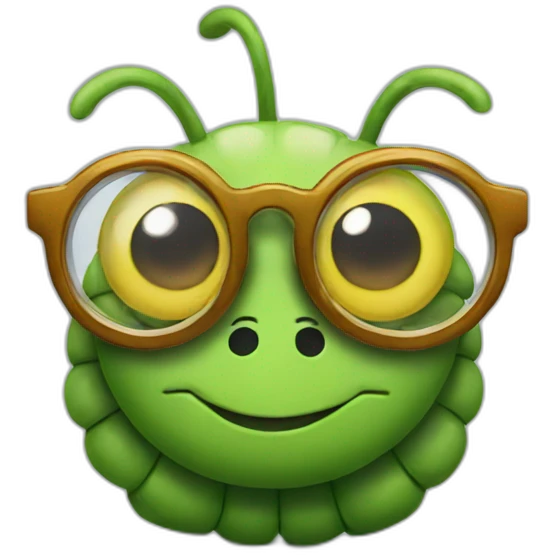 Caterpillar with glasses emoji