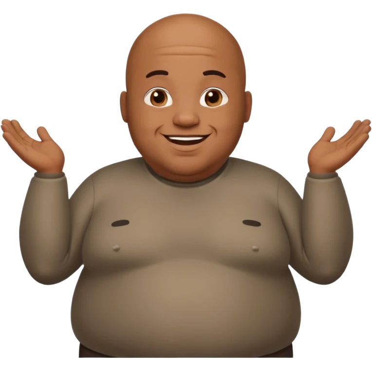 Fat black bald guy shrugging emoji