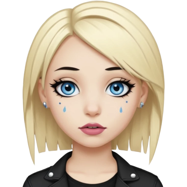depressives Emo Mädchen, blond, blaue Augen, mit Piercings, Emo-Stil emoji