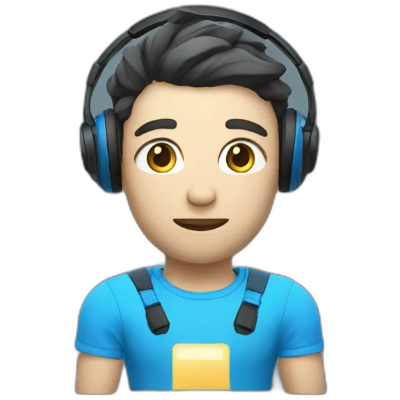 White skin Vr player whit blue t-shirt emoji