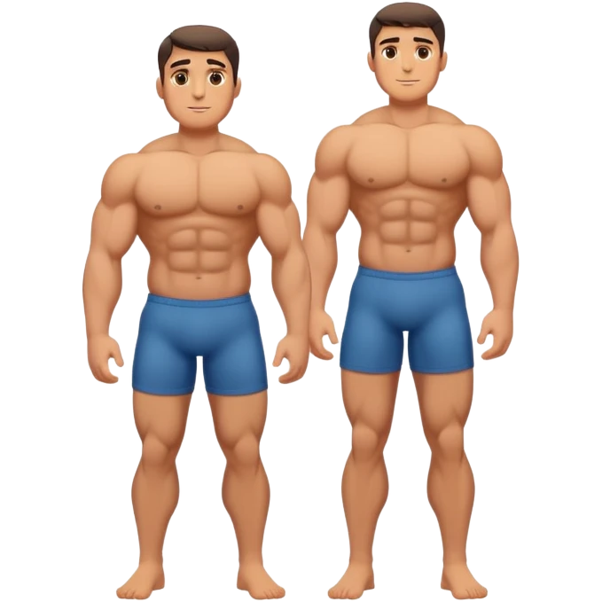 full body bulky male figure standing, muscular build, not overweight but not skinny, strong physique emoji