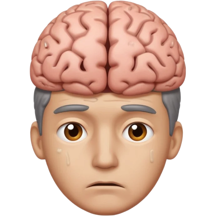 a worried man that dont know what to do and with the brain out of your opened head emoji