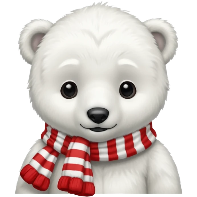 baby polar bear with red stripes scarf  emoji