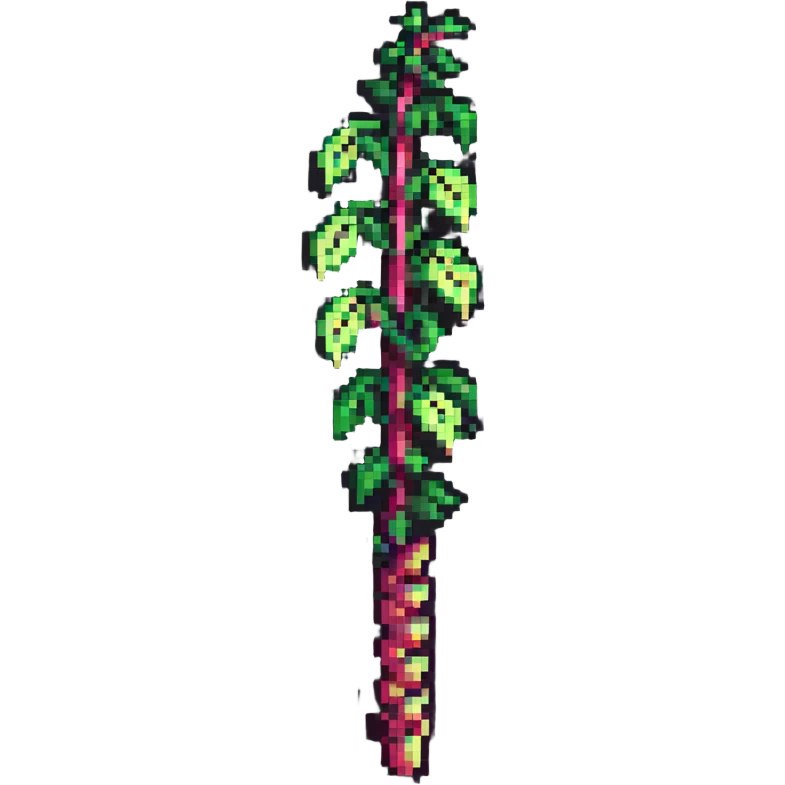 pixel art rhubarb stalk, simple and clear emoji