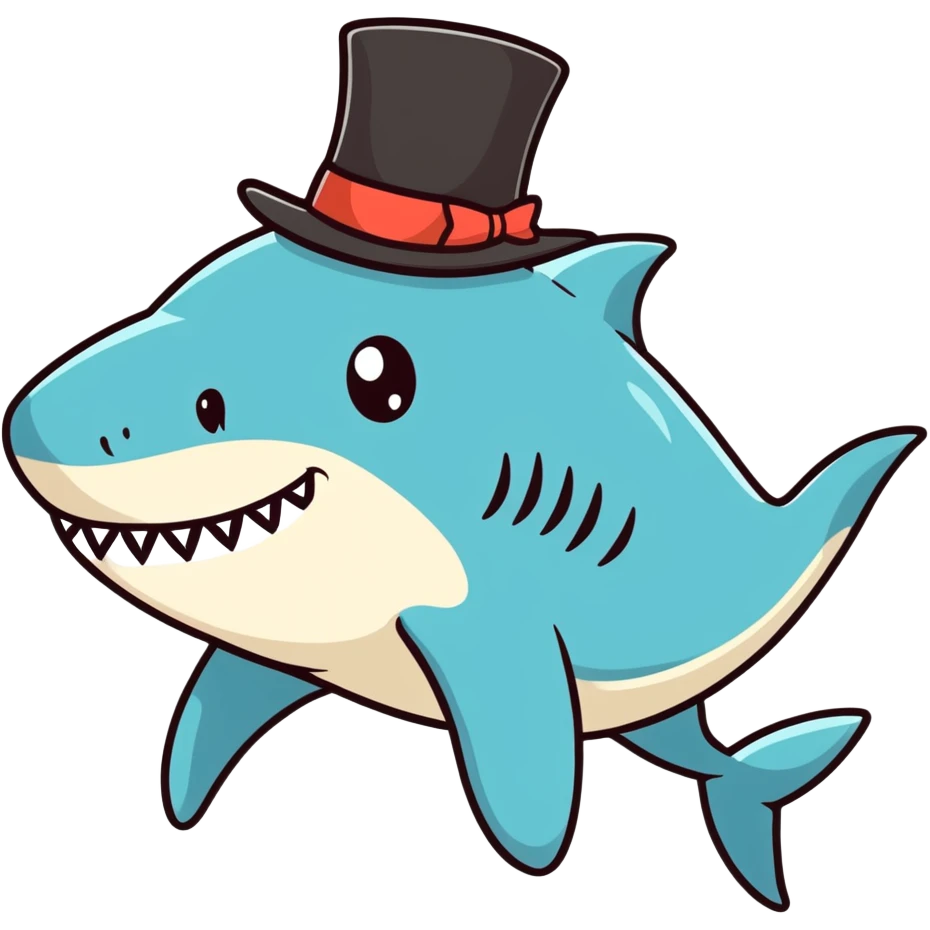 Shark with a top hat emoji