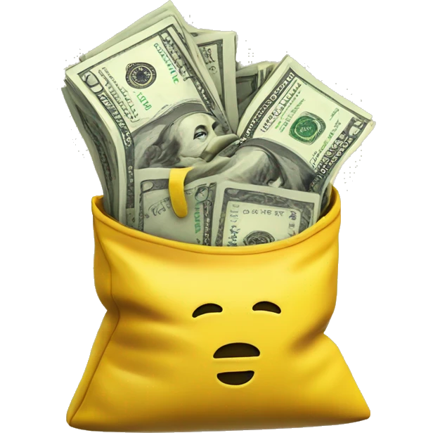 Yellow bag of money with dollar sign in the middle  emoji