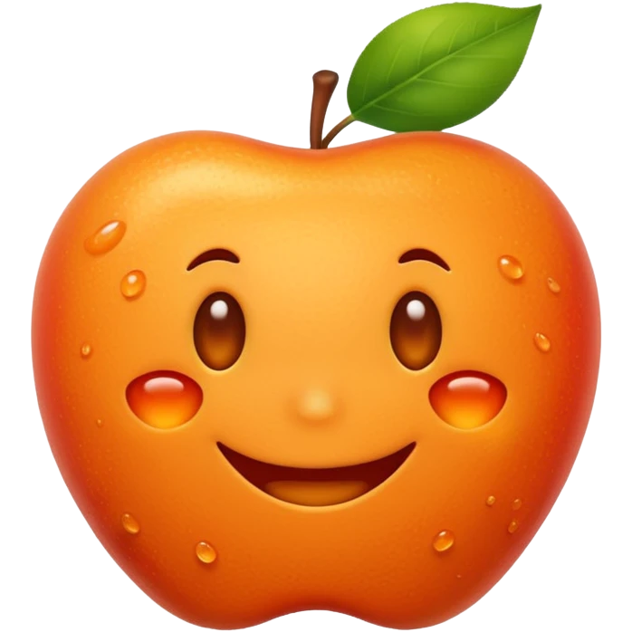 Apple-style emoji. Cute, smiling, glowing orange stem cell with small protrusions. White background. emoji