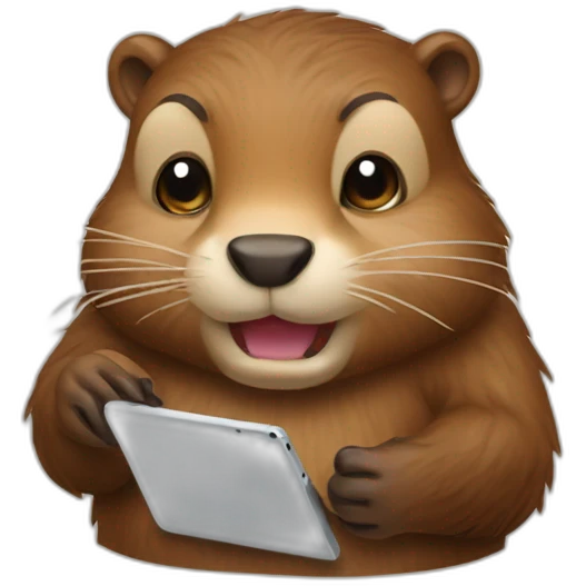 beaver drawing on a tablet emoji