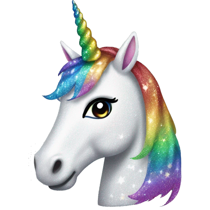 Glittery rainbow-maned unicorn  emoji