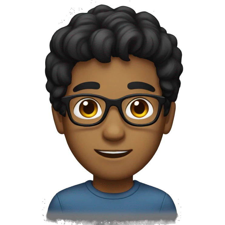 Brown boy, black hair, dark eyes, glasses emoji