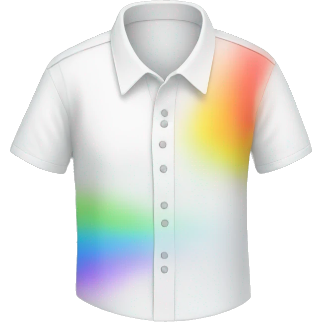 white shirt with rainbow emoji
