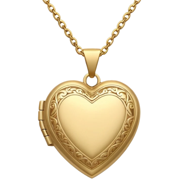 Dainty gold heart locket necklace with detailed designs emoji emoji