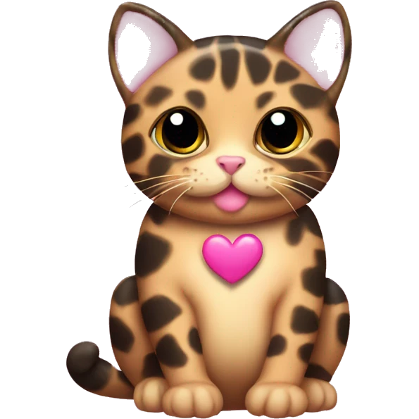 Tortoise shell cat with pink hearts emoji
