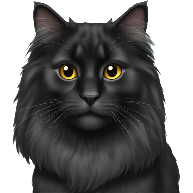 Black domestic longhair cat emoji