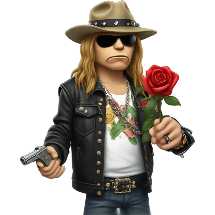 Axl Rose with a rose and a gun realistic emoji
