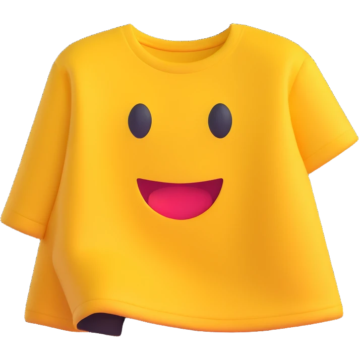 Show only the t-shirt, no arms, no body, no head, keep the 3D emoji style, no background. emoji