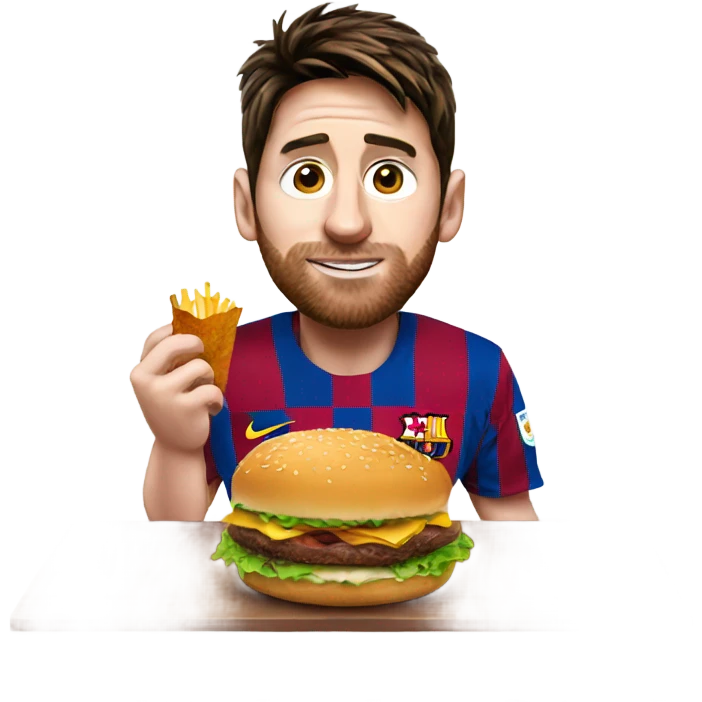 Messi eating burger emoji