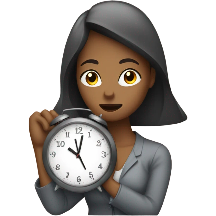 Women looking at a clock waiting to get off work for the weekend emoji