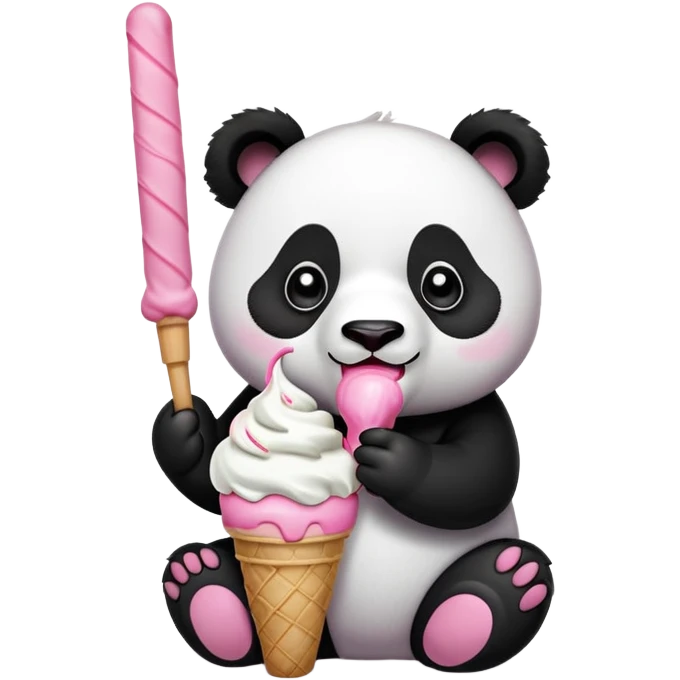 Panda eating ice cream emoji