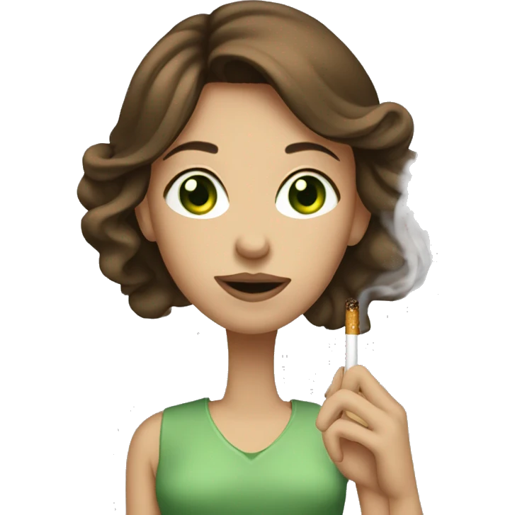 girl with green eyes and brown hair smoking a ciggarete  emoji
