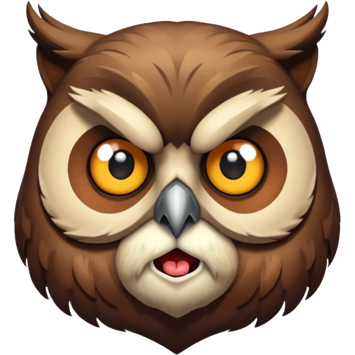 Owl with bear and mad  emoji