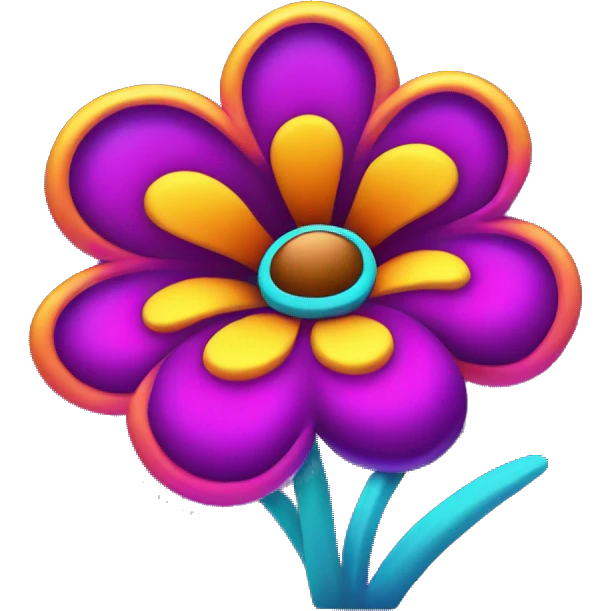 Groovy neon flower emoji