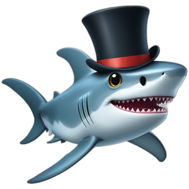 Shark with a top hat emoji