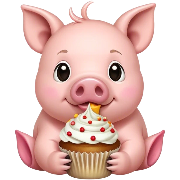 Pig eating cupcakes emoji