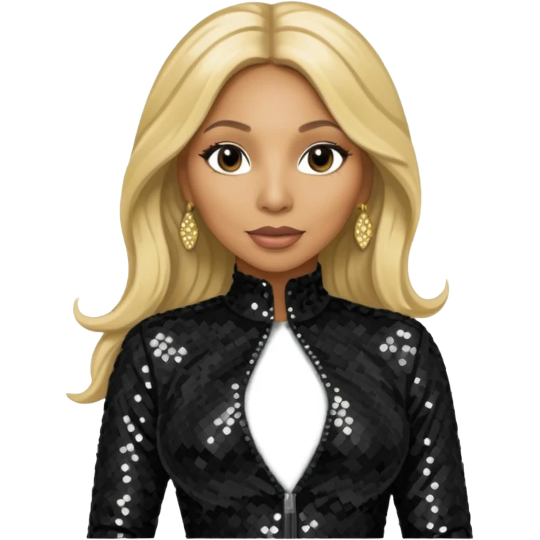 Tamar Braxton with long blonde hair, black sequin outfit emoji