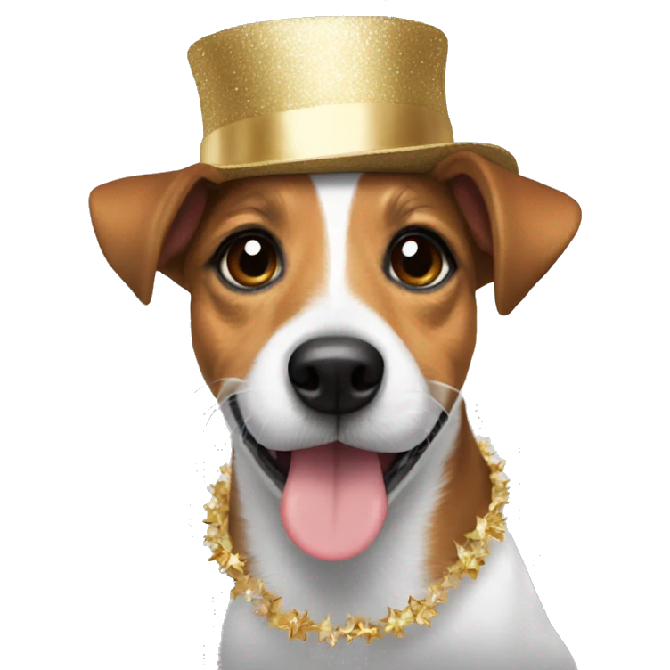 Jack Russell girl in a New Year's hat. emoji