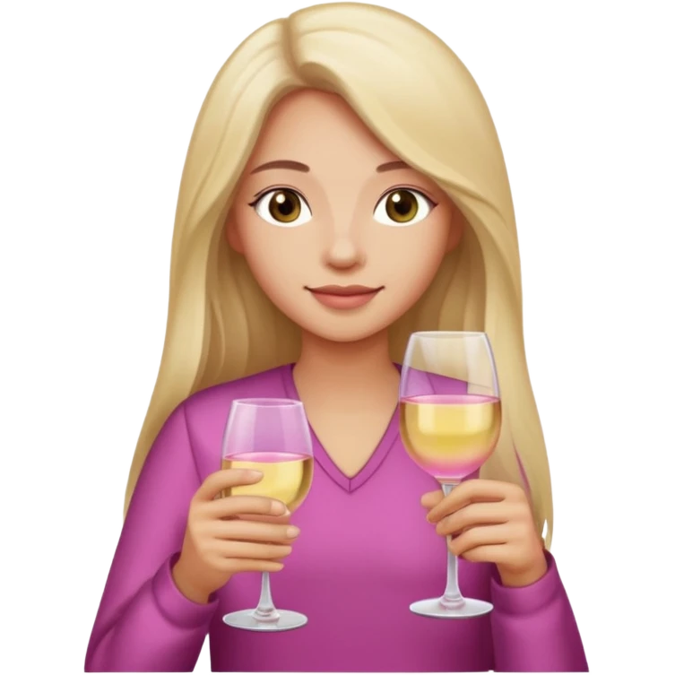 Person long hair with light pink wine emoji