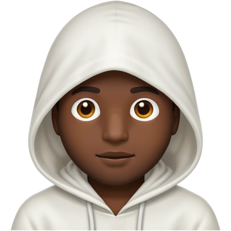 black emoji guy with a white hood on emoji