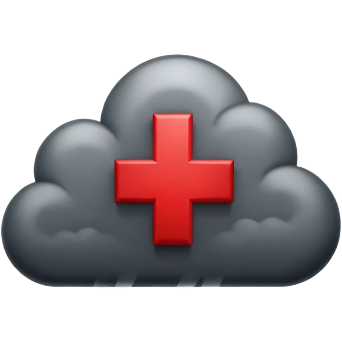Red Cross symbol with dark storm cloud, representing negativity emoji