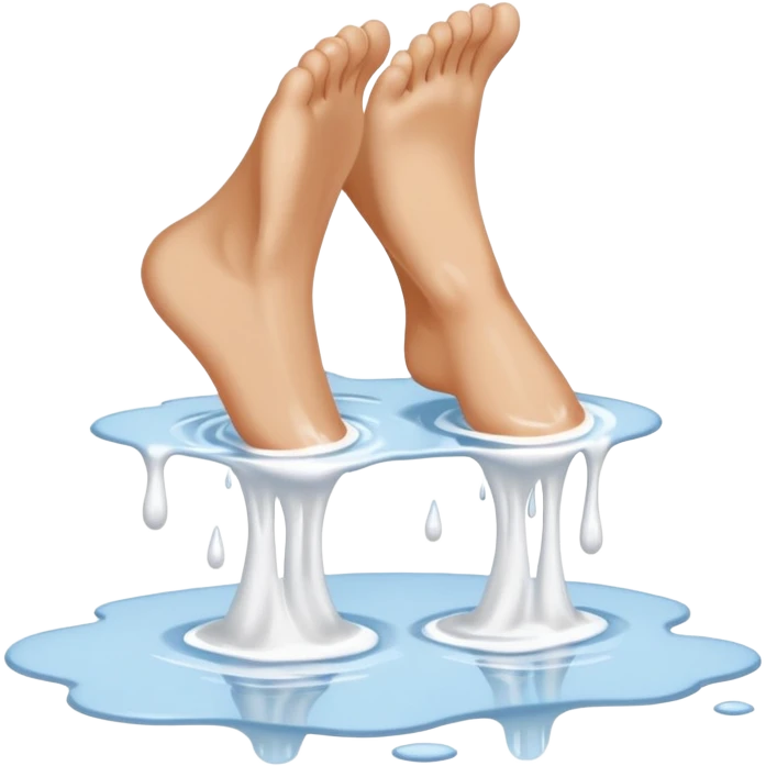 Barefeet balancing in white paint puddle emoji