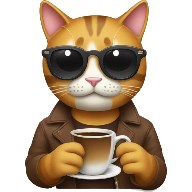 cool cat with coffee emoji