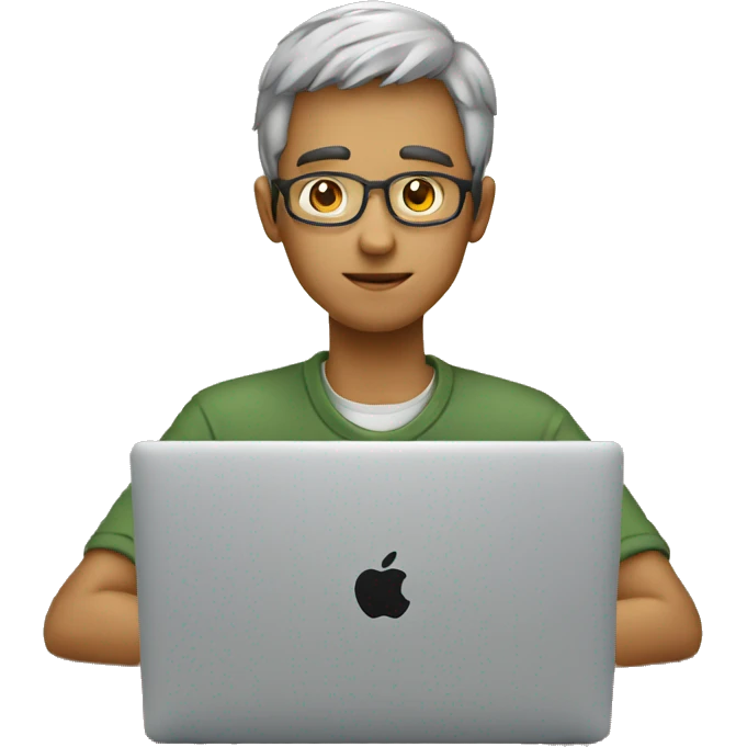 Aged 20yo boy coding on the macbook emoji