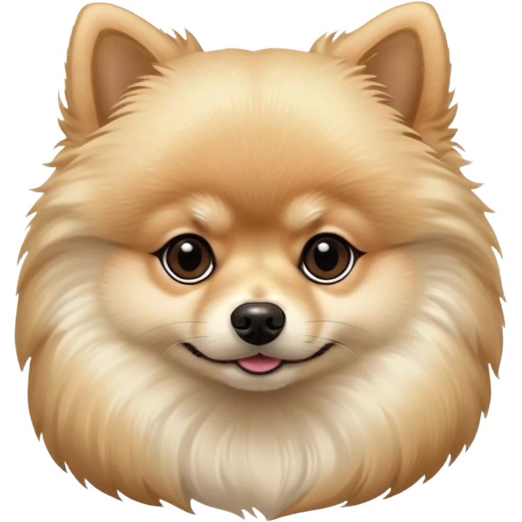 Cinematic Noble Cream Pomeranian Portrait Emoji, Poised and regal, with a compact, fluffy build and a pristine, well-groomed cream Fur, deep-set soulful dark eyes, Simplified yet sharp and sophisticated features, highly detailed, glowing with a soft, dignified glow, high shine, intelligent and spirited, stylized with an air of elegance, focused and attentive, soft glowing outline, capturing the essence of a watchful and confident companion, so majestic it feels as though it could prance out of the screen with effortless authority! emoji
