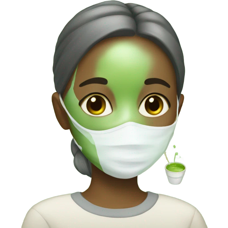  Blind Girl wearing a face mask drinking matcha  emoji