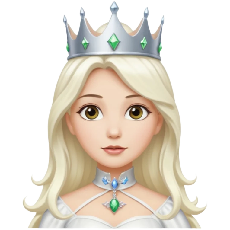The Good Witch from The Land of Oz with long platinum blonde hair, white outfit and crown emoji