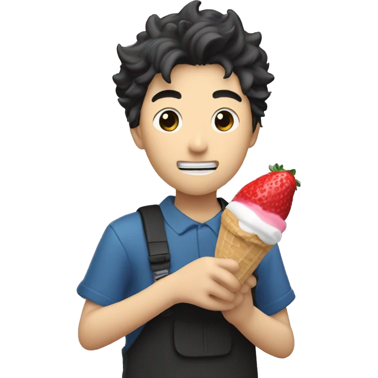 gojo satoru eating strawberry ice cream emoji