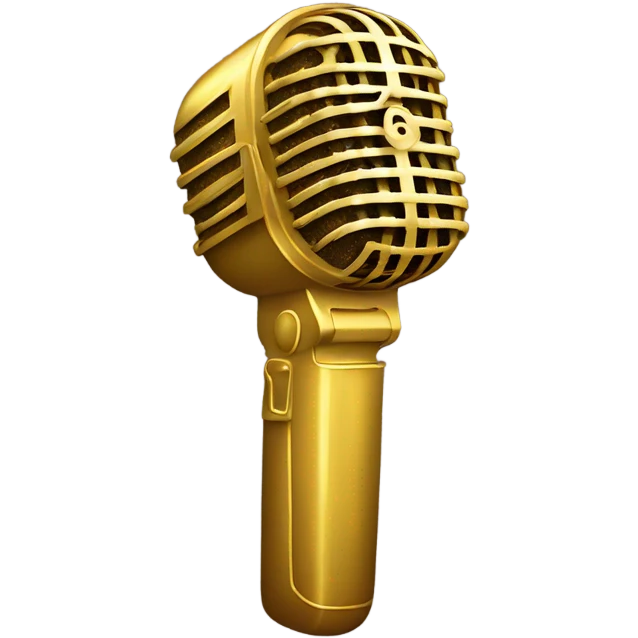 A golden microphone or a sparkling press badge emoji