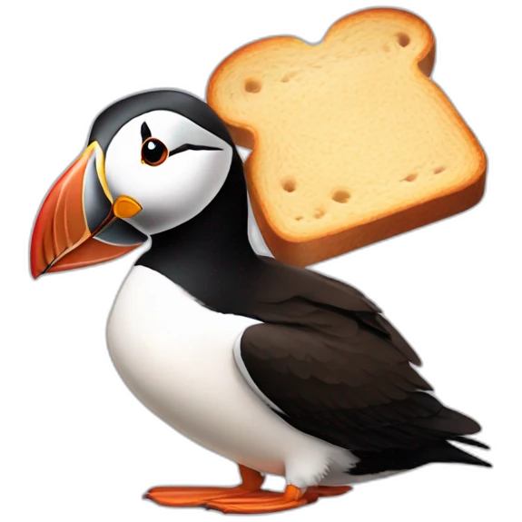 Puffin with sliced bread chocolat sandwich emoji
