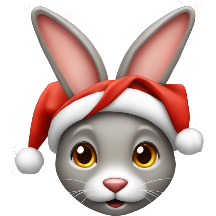 Grauer Hase mit roter weihnachtsmütze emoji
