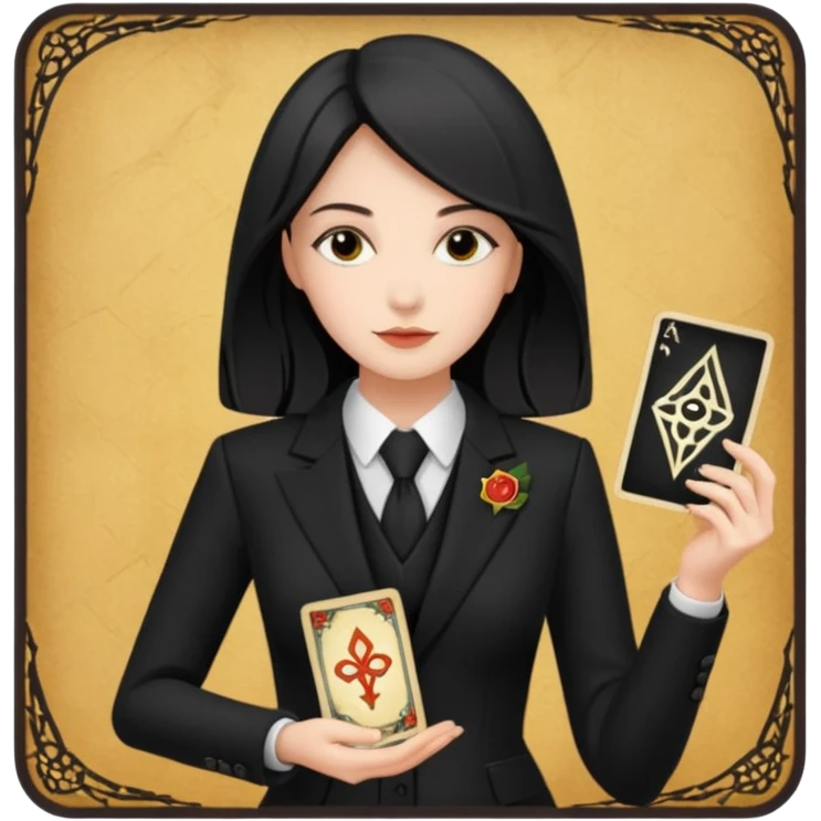 woman get suit and has tarot card emoji