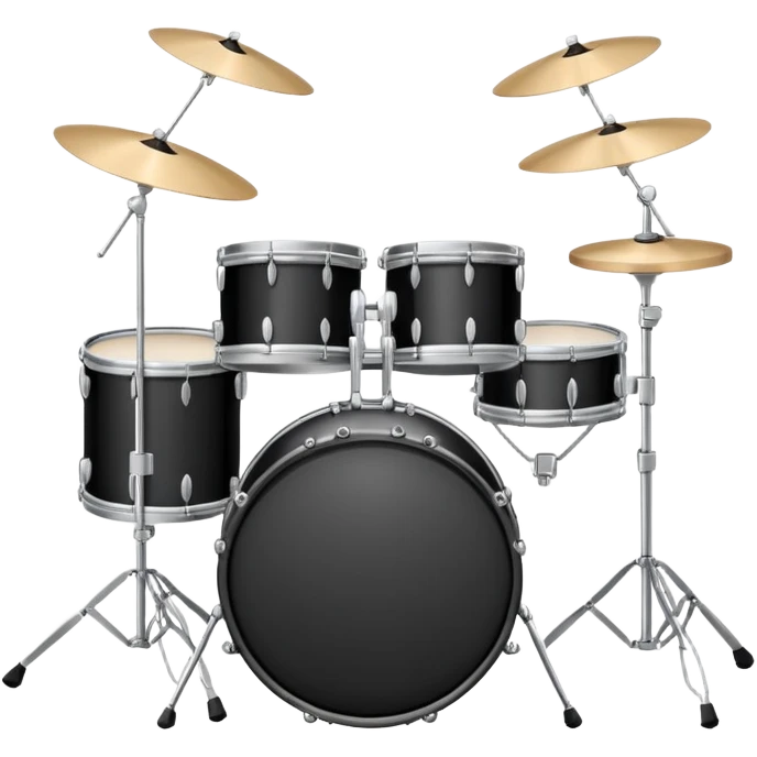 Minimalistic flat vector icon, iOS style, thin black contour on white background. Drum set with two drumsticks above. Clean, no text, no shadows emoji